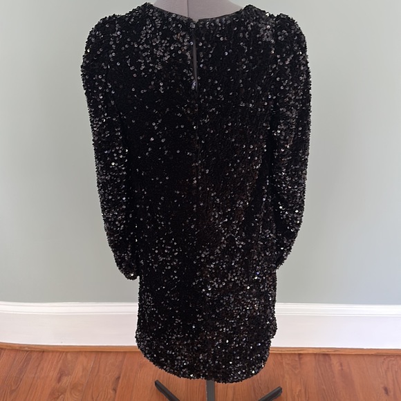 H&M Black Sequin Women H&M Puff Sleeved Black Sequin Dress size XS - Picture 4 of 8